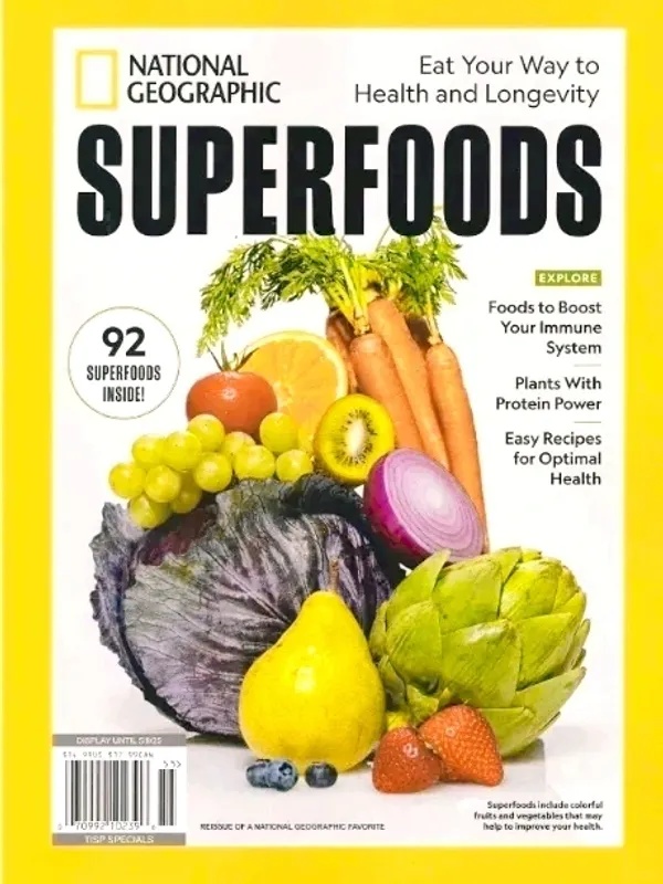 National Geographic magazine cover featuring superfoods.